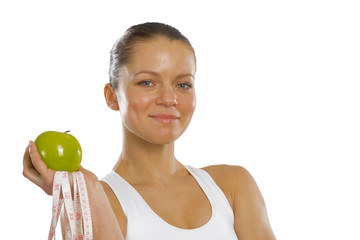 young attractive woman with measuring tape