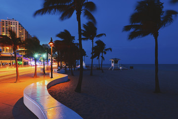 Fort Lauderdale Beach blvd. at night © ddmitr