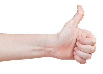 side view of thumb up - hand gesture
