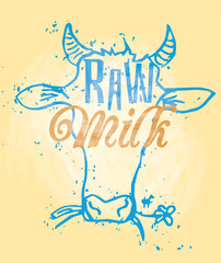 Raw Milk Signage in a Cow Head