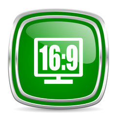 16 9 display glossy computer icon on white background