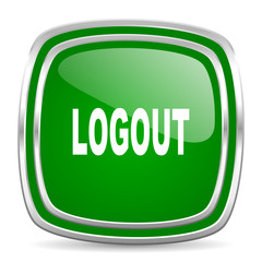 logout glossy computer icon on white background