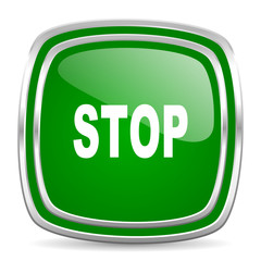 stop glossy computer icon on white background