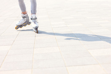 Woman roller blading