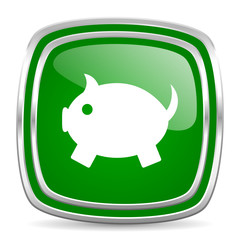 piggy bank glossy computer icon on white background