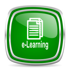 learning glossy computer icon on white background