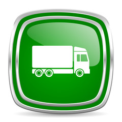 delivery glossy computer icon on white background