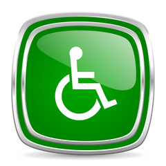 wheelchair glossy computer icon on white background