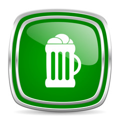 beer glossy computer icon on white background