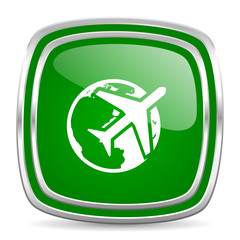 travel glossy computer icon on white background