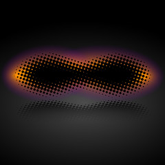 halftone sign design with glowing light effect around
