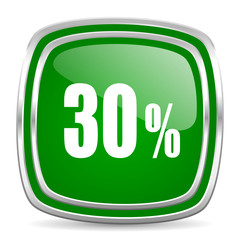 30 percent glossy computer icon on white background