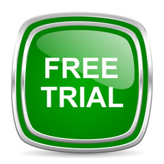 free trial glossy computer icon on white background