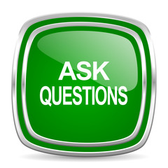 ask questions glossy computer icon on white background