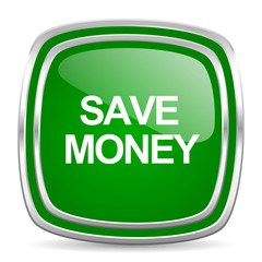 save money glossy computer icon on white background