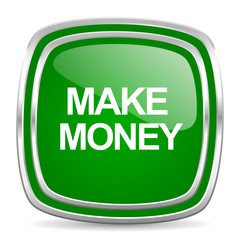 make money glossy computer icon on white background