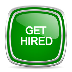 get hired glossy computer icon on white background