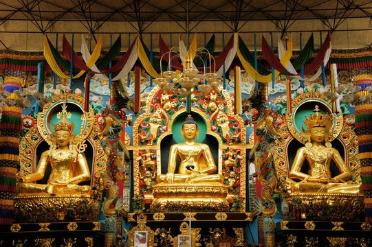 Buddha Statues In A Tibetan Monastery