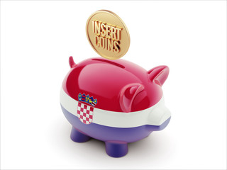 Croatia. Insert Coins Concept Piggy Concept