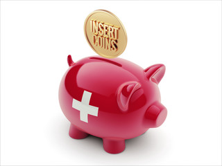 Switzerland Insert Coins Concept Piggy Concept