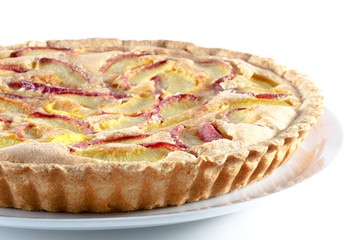 Peach pie isolated on white background