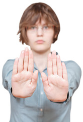 stop sign - two hands gesture