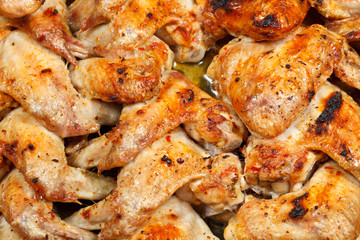 fried spicy chicken wings close up