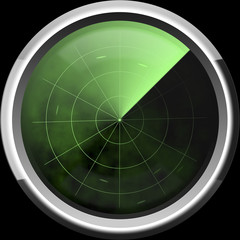 Screen of a radar in green tones