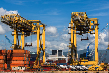 Fototapeta na wymiar Logistics and transportation of Container Cargo ship