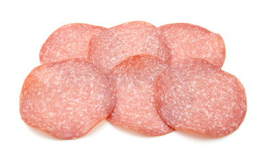 Six slices of German salami sausage