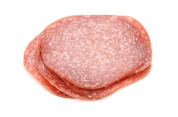 Pile of German salami slices