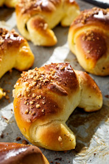 Yeast croissants with poppy seeds