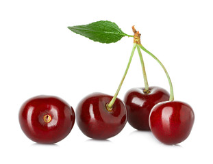 Sweet ripe cherry, berries isolated on white background