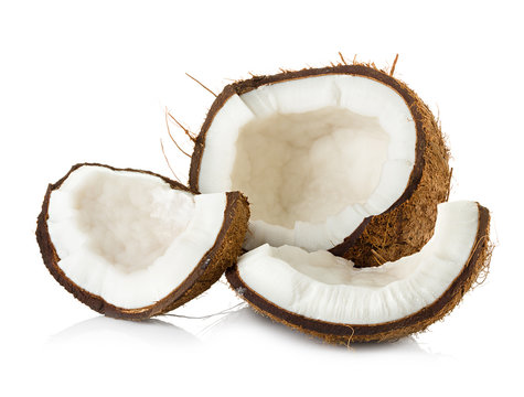 Coconut Cut In Half On White Background