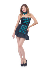  Young pretty dancing  woman isolated on white