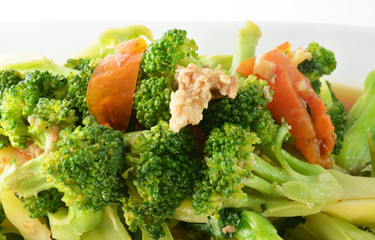 fried vegetables isolated white background