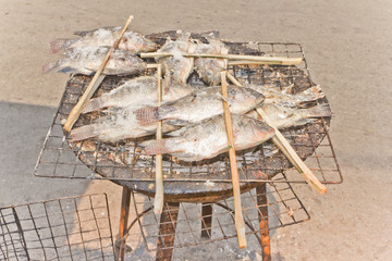Grilled fish on the stove.