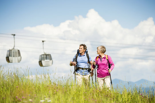 Senior couple hiking