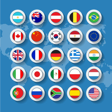 Vector flag buttons in flat design