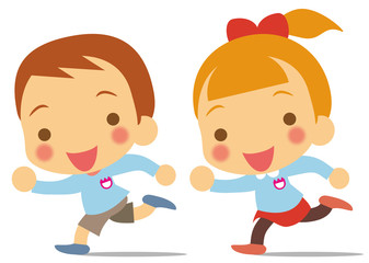 並んで走る園児