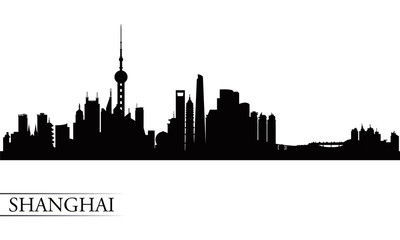 Shanghai city skyline silhouette background