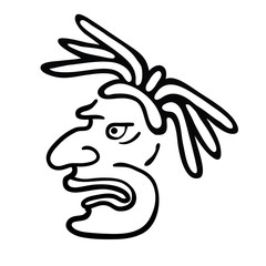 Face in style of Maya Indians, vector illustration