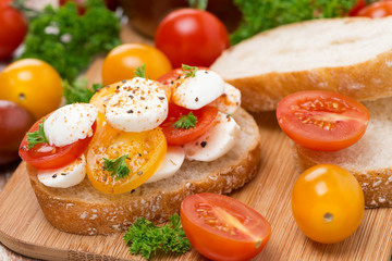 ciabatta with mozzarella and cherry tomatoes