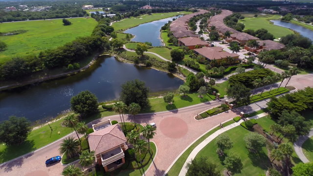 Aerial video neighborhood with golf course