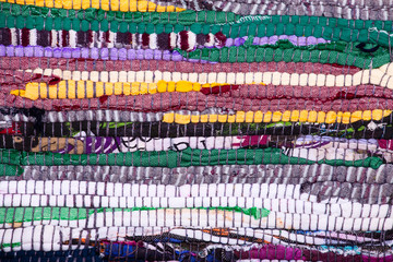 Colorful, indian rug made ​​from scraps of fabric