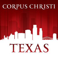 Corpus Christi Texas city silhouette red background