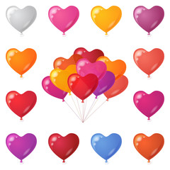 Festive heart shaped balloons, set