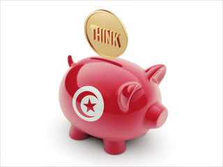 Tunisia Think Concept Piggy Concept