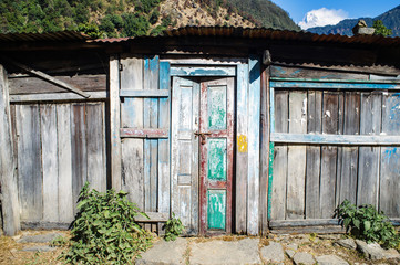 Fototapeta na wymiar Old door of old cottage in Nepal