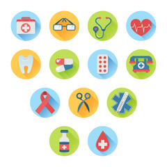 Colorful medical icon set flat style © Yuzach